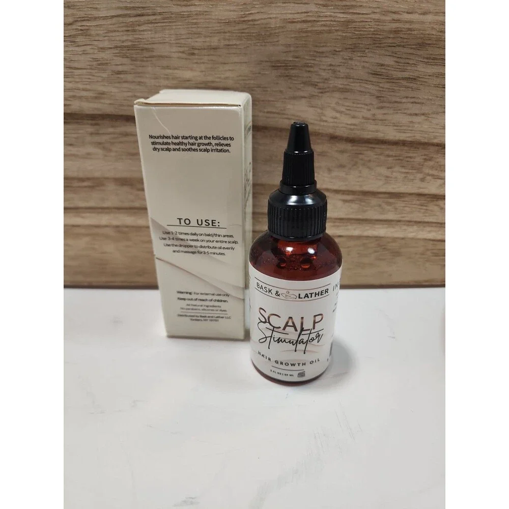 Bask & Lather Scalp Stimulator Hair Growth Oil Cold Pressed Mint and Rosemary